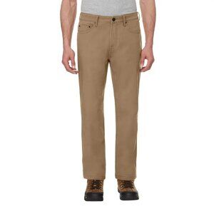 CAT Men's 34x30 Fleece Lined Canvas Work Pants Tan Straight Leg Stretch L1389